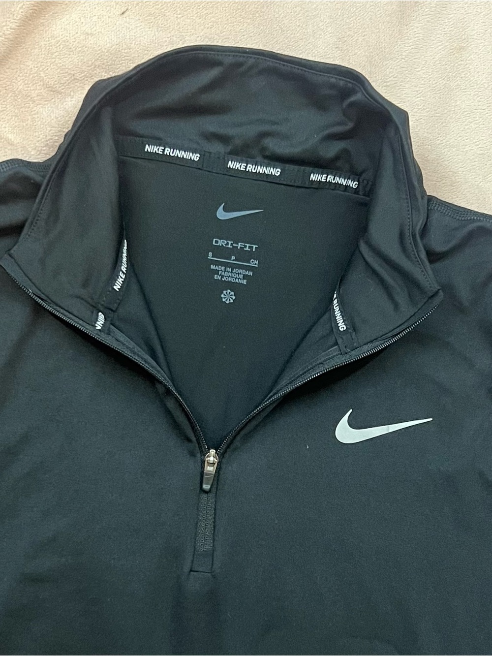 Nike Black Long-Sleeve Half-Zip Performance Top with White Swoosh - Picture 4 of 4